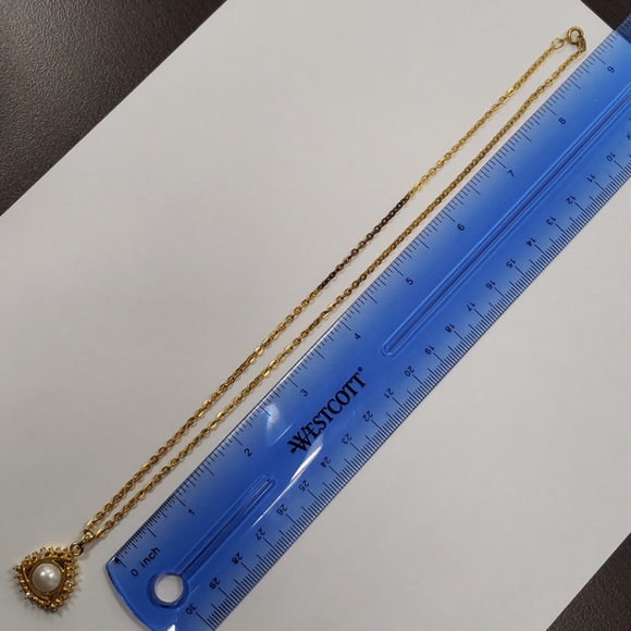 💛🤍💛Gold Diamond Pearl Look Necklace - Picture 8 of 8